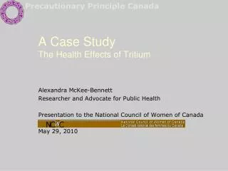 A Case Study The Health Effects of Tritium