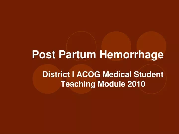 post partum hemorrhage