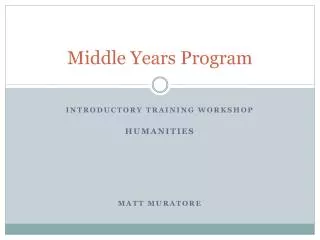 Middle Years Program