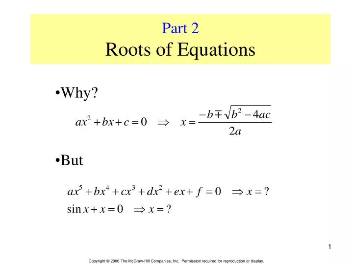 part 2 roots of equations