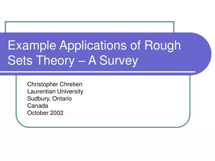 example applications of rough sets theory a survey