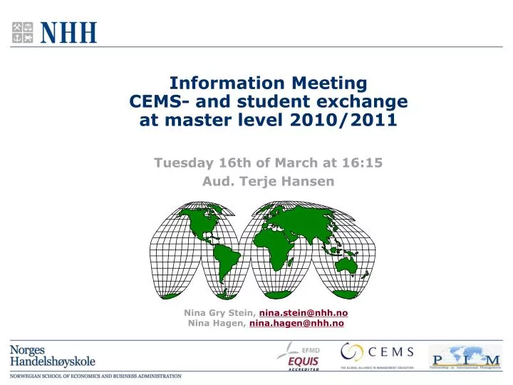 information meeting cems and student exchange at master level 2010 2011