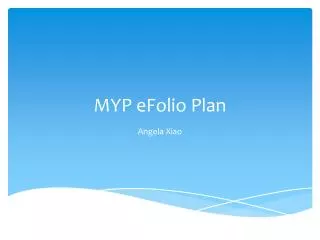 MYP eFolio Plan