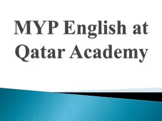 MYP English at Qatar Academy