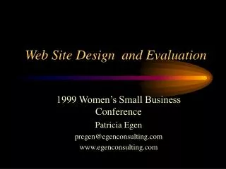 Web Site Design and Evaluation