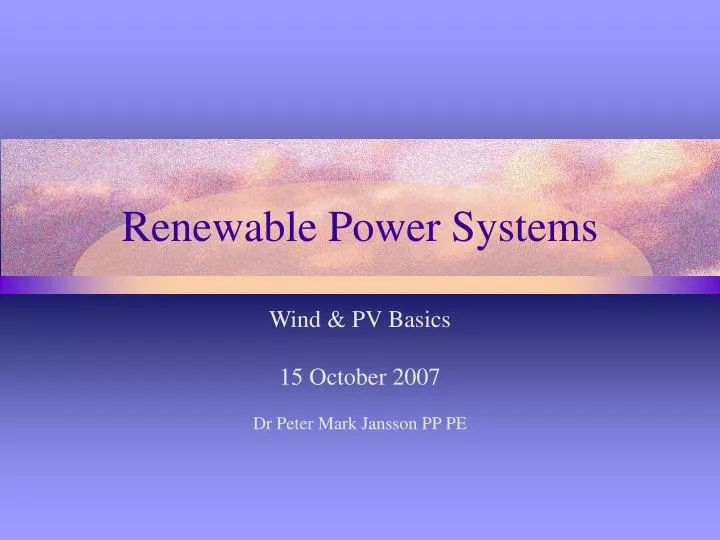 renewable power systems