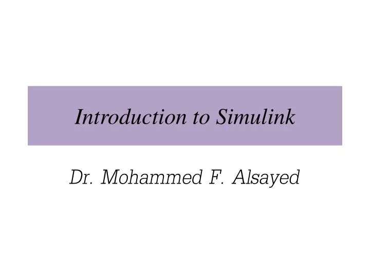 introduction to simulink