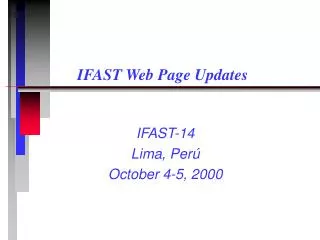 IFAST Web Page Updates