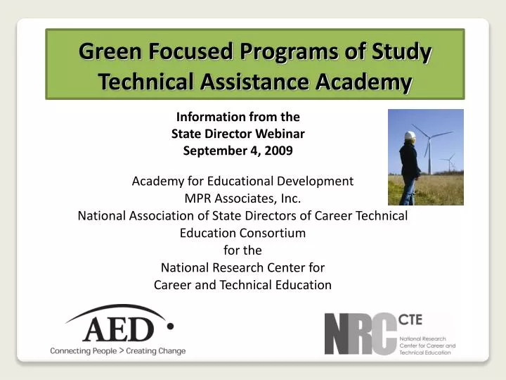 green focused programs of study technical assistance academy