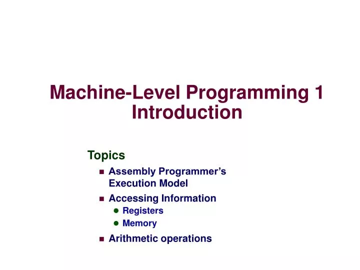 machine level programming 1 introduction
