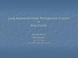 Local Hazardous Waste Management Program in King County