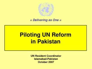Piloting UN Reform in Pakistan