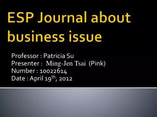 ESP Journal about business issue
