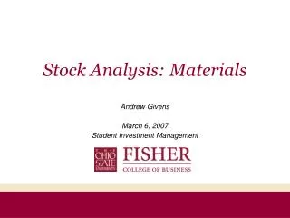Stock Analysis: Materials