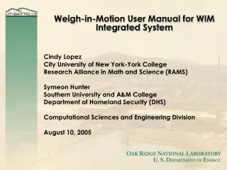 Weigh-in-Motion User Manual for WIM Integrated System