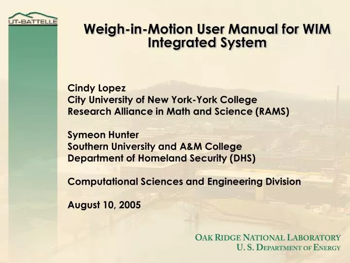 weigh in motion user manual for wim integrated system