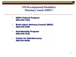 NM Developmental Disabilities P lanning Council (DDPC)