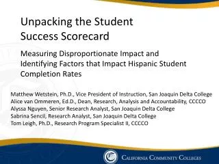 Unpacking the Student Success Scorecard