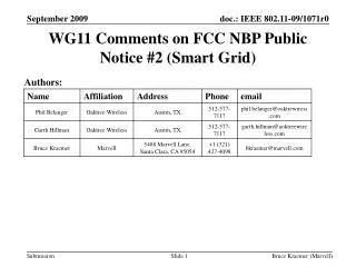 WG11 Comments on FCC NBP Public Notice #2 (Smart Grid)