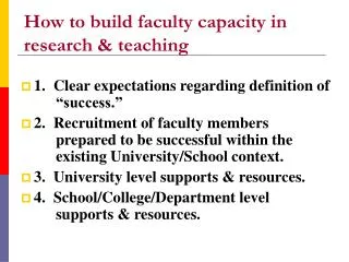 How to build faculty capacity in research &amp; teaching