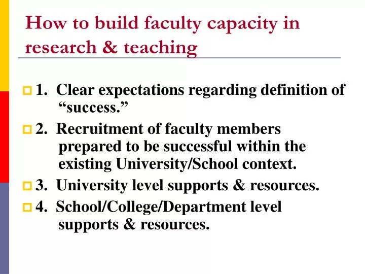how to build faculty capacity in research teaching