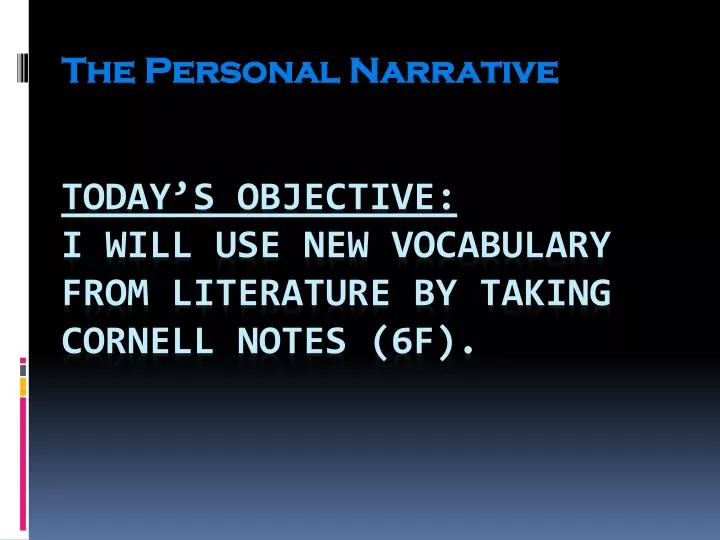 the personal narrative