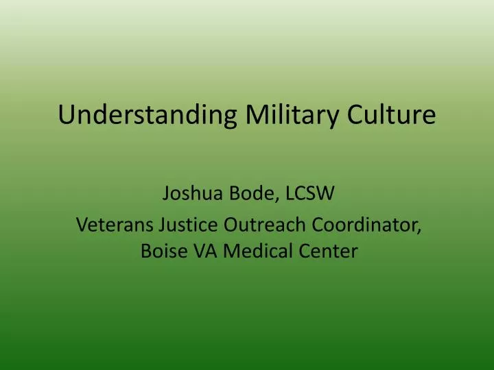 understanding military culture