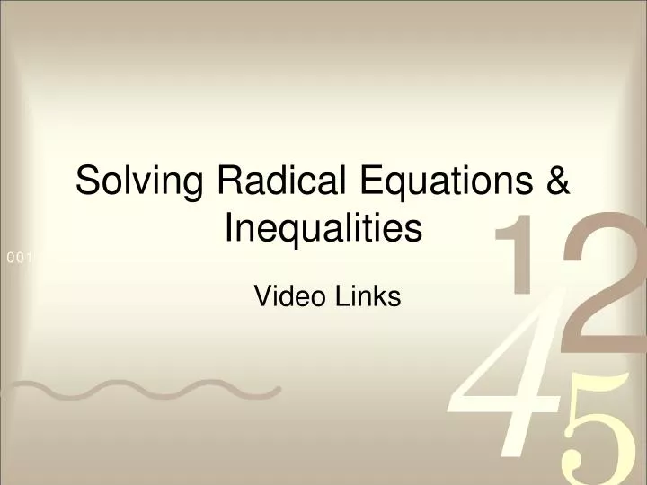 solving radical equations inequalities