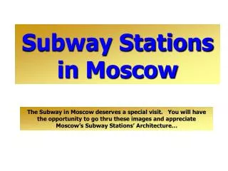 Subway Stations in Mosco w