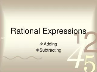 Rational Expressions