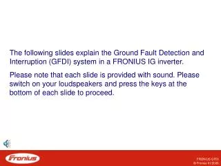 FRONIUS Ground Fault Detection and Interruption