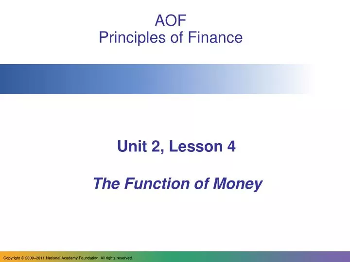 unit 2 lesson 4 the function of money