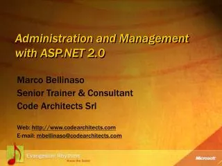 Administration and Management with ASP.NET 2.0