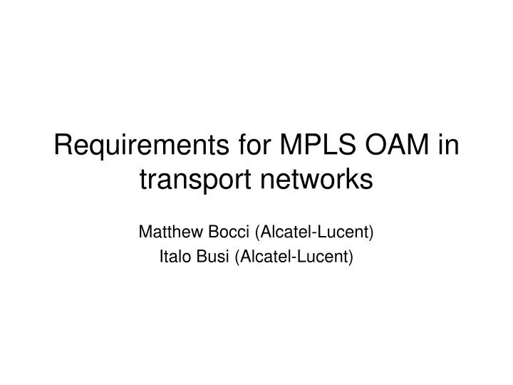 requirements for mpls oam in transport networks