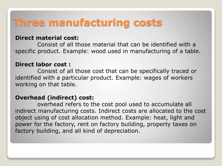 three manufacturing costs