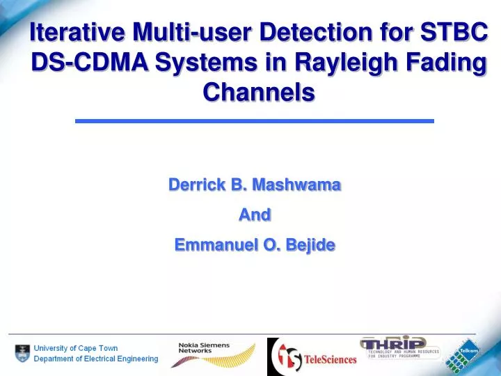 iterative multi user detection for stbc ds cdma systems in rayleigh fading channels