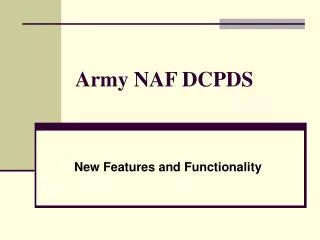 Army NAF DCPDS