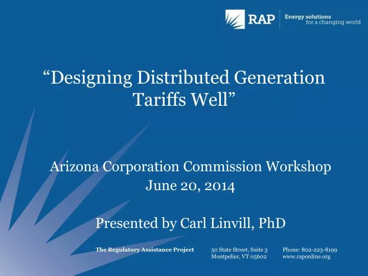 designing distributed generation tariffs well