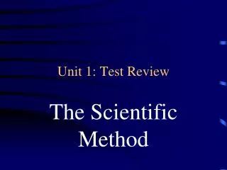 Unit 1: Test Review