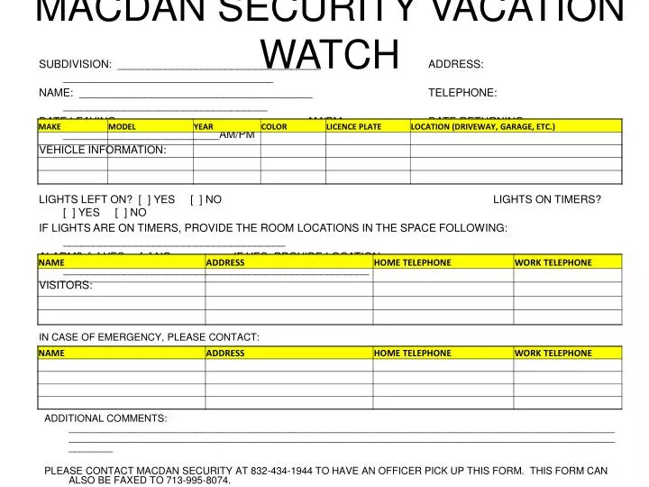 macdan security vacation watch