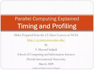 Parallel Computing Explained Timing and Profiling