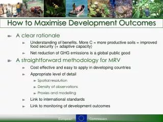 How to Maximise Development Outcomes