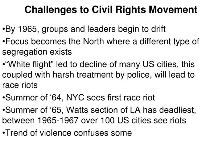 challenges to civil rights movement