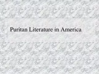 Puritan Literature in America