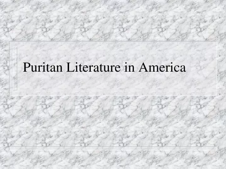 puritan literature in america
