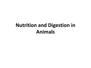 Nutrition and Digestion in Animals