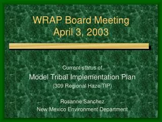 WRAP Board Meeting April 3, 2003