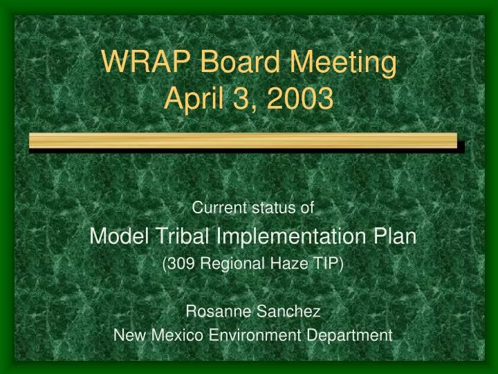 wrap board meeting april 3 2003