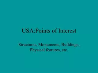USA:Points of Interest