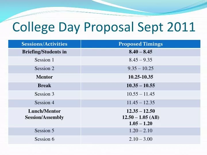 college day proposal sept 2011